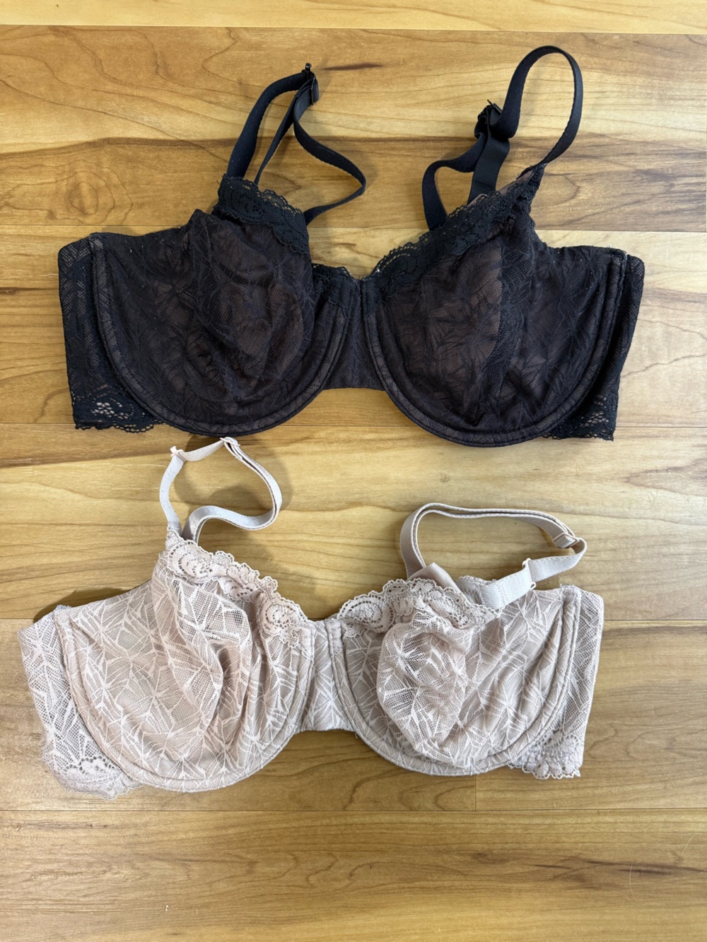 Wacoal Vivid Encounter Lace Underwire Bras one in Black & one in Blush